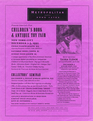 Item #17485 METROPOLITAN BOOK FAIRS PRESENTS America's First Children's Book & Antique Toy Fair