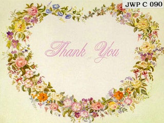 Item #18133 JWP CO 90 FLORAL HEART "THANK YOU" CARD [BLANK}