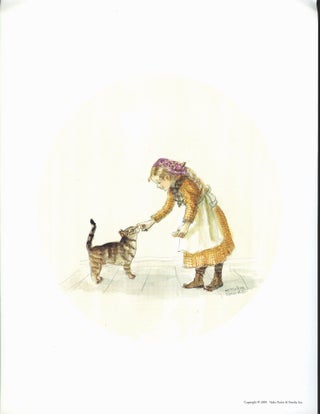 Item #21663 GIRL AND CAT Print "Minou" Tasha Tudor