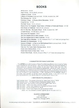 [THE LETTER] TASHA TUDOR TREASURES: catalogue 1987-1988