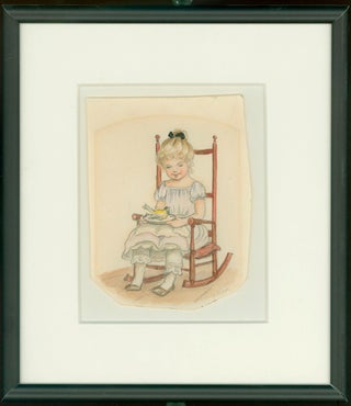 Item #24489 GIRL IN ROCKING CHAIR HOLDING THE CANARY from THISTLY B, page [11]; Original art ...