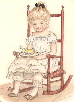 GIRL IN ROCKING CHAIR HOLDING THE CANARY from THISTLY B, page [11]; Original art from Thistly B
