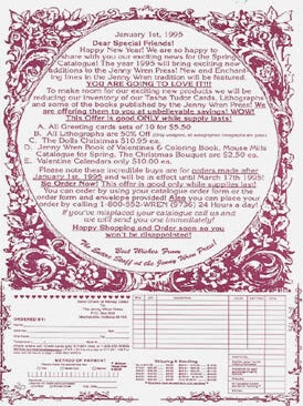 Item #24868 DEAR SPECIAL FRIENDS, ADVERTISING MAILER FROM JENNY WREN PRESS