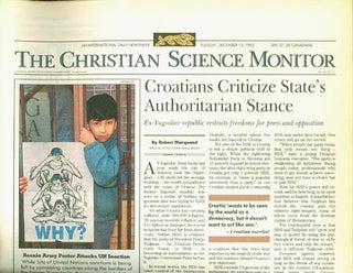 Item #25182 CHRISTIAN SCIENCE MONITOR 85:14 12/15/1992. Barbara Hall
