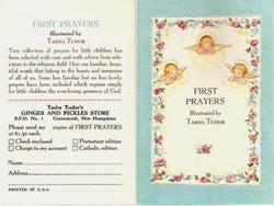 Item #27623 FIRST PRAYERS, Ad sheet. Tasha Tudor