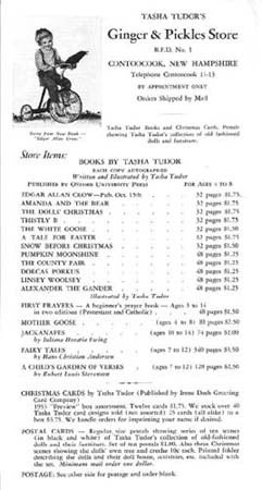 Item #27653 TASHA TUDOR'S GINGER & PICKLES STORE ... 1953-1954. Thomas L. McCready, Tasha Tudor.