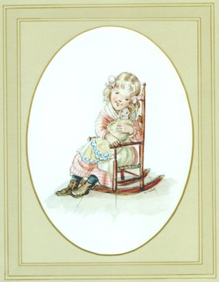 BOY IN A ROCKING CHAIR, READING and GIRL CUDDLING HER DOLL, IN A ROCKING CHAIR 2 Pieces to be sold together