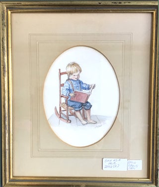 BOY IN A ROCKING CHAIR, READING and GIRL CUDDLING HER DOLL, IN A ROCKING CHAIR 2 Pieces to be sold together