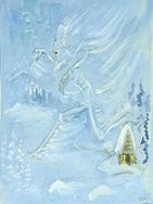 The NORTH WIND for the story "Shingebiss" from Tasha Tudor's Bedtime Book (Platt & Munk, 1977)
