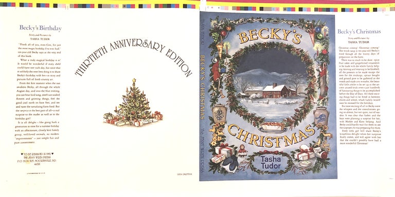 Item #28329 BECKY'S CHRISTMAS [DUST JACKET ONLY for thirtieth anniversary edition]; Proof Sheet. Tasha Tudor.