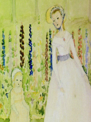 "WOMAN AND CHILD WITH DELPHINIUM"