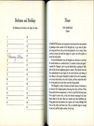 The NEW ENGLAND BUTT'RY SHELF ALMANAC; Being a Collation of Observations on New England People, Birds, Flowers . . .
