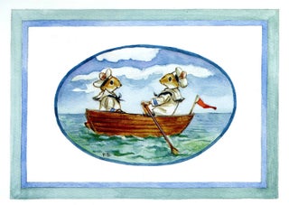 Item #29628 "Happy Birthday" card with two mice sailors in a rowboat [125 B/0021]. Pamela Sampson