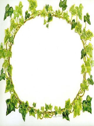 Item #29653 Oval border of English ivy with a blank center. Pamela Sampson