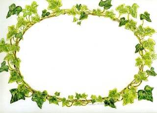 Item #29653 Oval border of English ivy with a blank center. Pamela Sampson