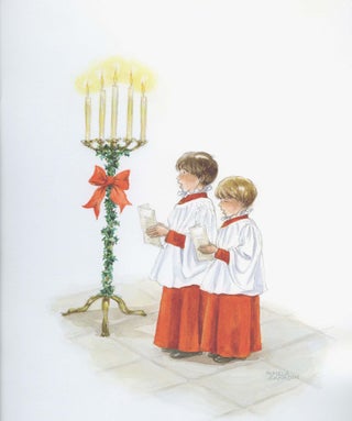 Item #29666 Two choir boys with large candelabra. Pamela Sampson