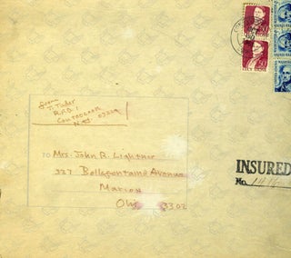 Item #29733 Postmarked Address Panel to mailed box 1969. Tasha Tudor