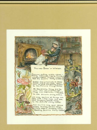 "Picture-books in Winter" Watercolor art published on page 48 of the 1981 edition of (Chicago: Rand McNally)