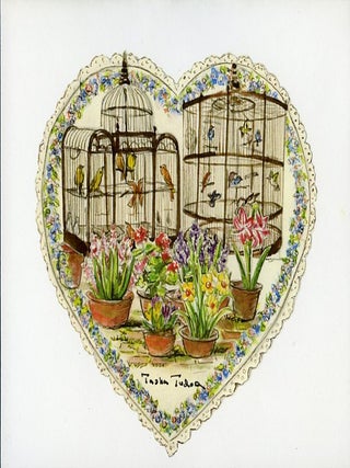 Item #29971 TASHA TUDOR & FAMILY VALENTINE 'Blank card with 2 elaborate bird...