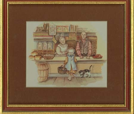 Item #8573 "BECKY'S BIRTHDAY " FRAMED and MATTED PAGE #14 of Caleb's store. Tasha Tudor.